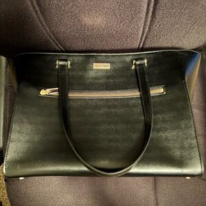 Kate Spade Black Leather Tote with Gold Details